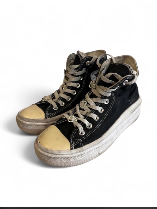 Converse Shoes - Converse Chuck Taylor All Star Move Platform High Top Black Rhinestone Heart 8
